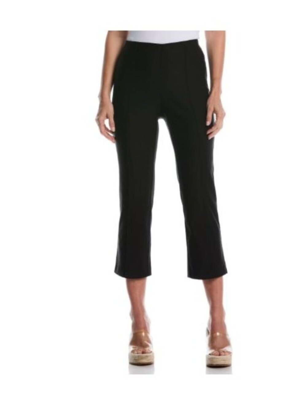 Rafaella Women's Capri 4 Crop Pintuck Pant Black Size 4
